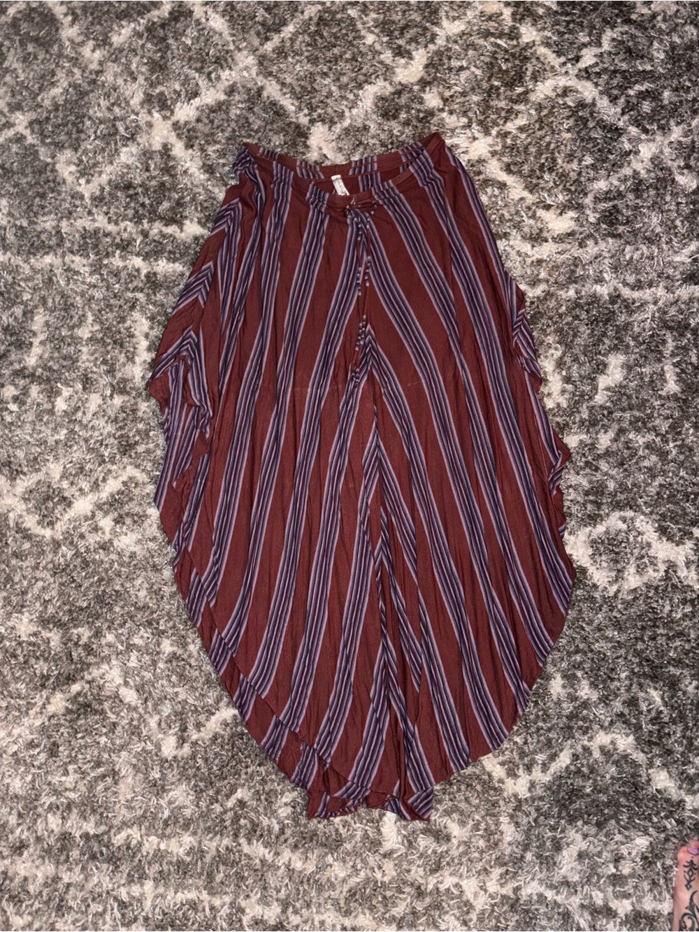 Striped Maroon Women's Wide Leg Pants